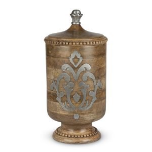 Heritage Inlay Wood Canister, 15″