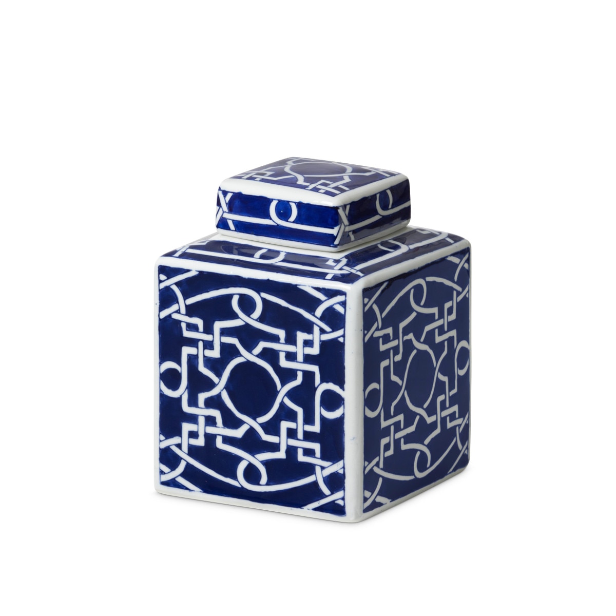 Imperial Geometric Square Jar, Indigo, Small