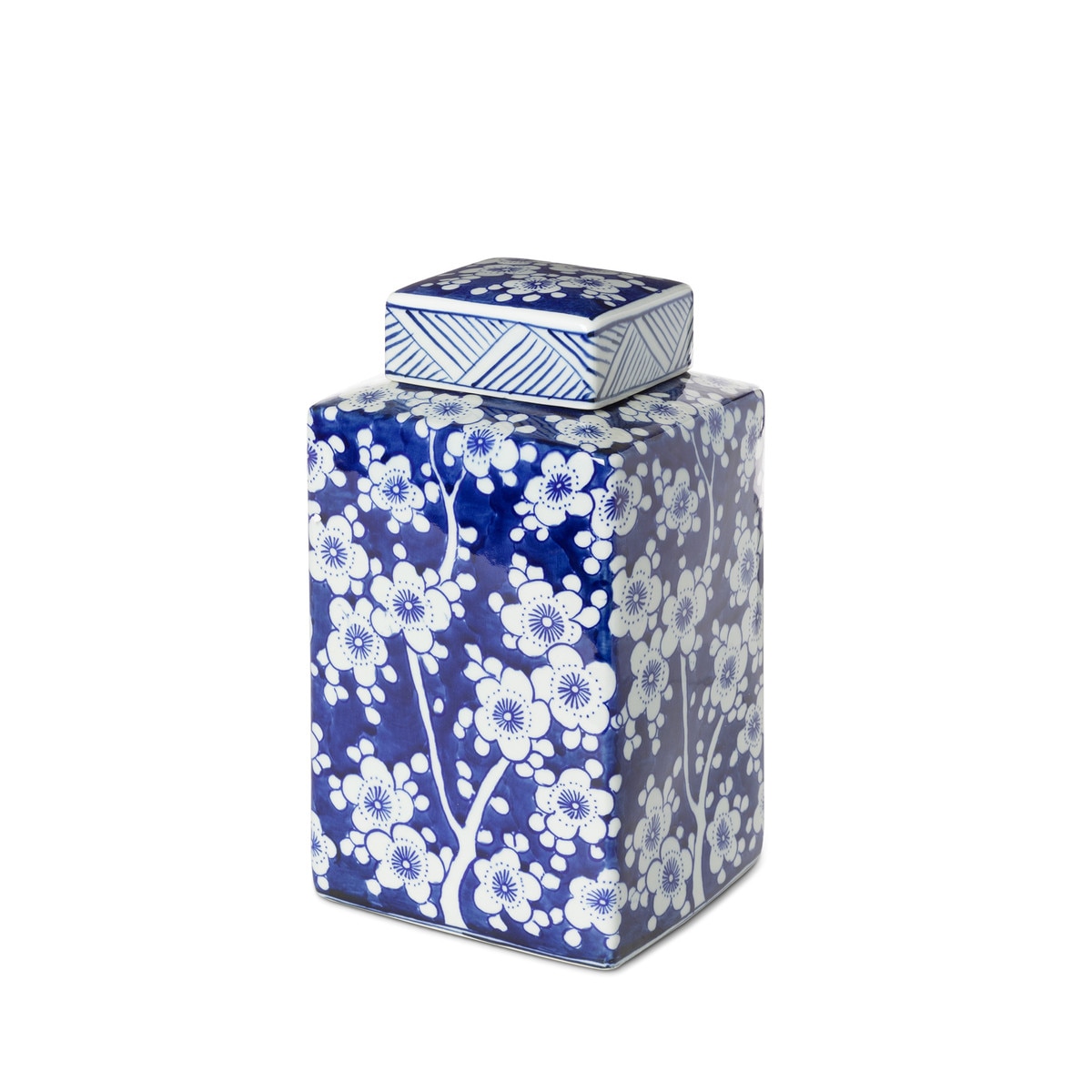 Imperial Floral Square Jar, Indigo, Small