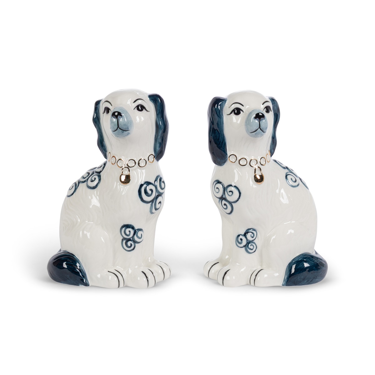 Staffordshire-Style Porcelain Dogs, Navy, Set of 2