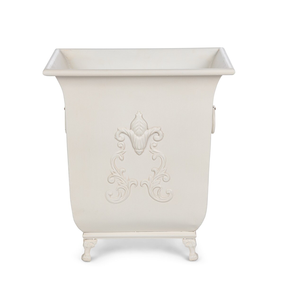 Grand Scroll Planter, Antiqued White