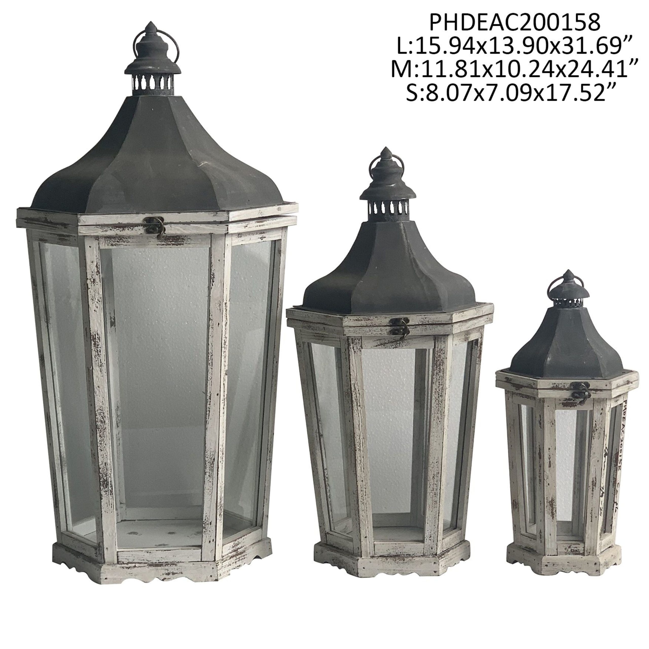 Weathered Jackson Square Lanterns, Set of 3