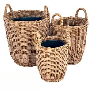 Handled Poly-Weave Plant Baskets, Set of 3