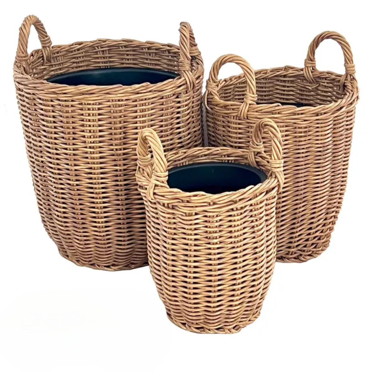 Handled Poly-Weave Plant Baskets, Set of 3