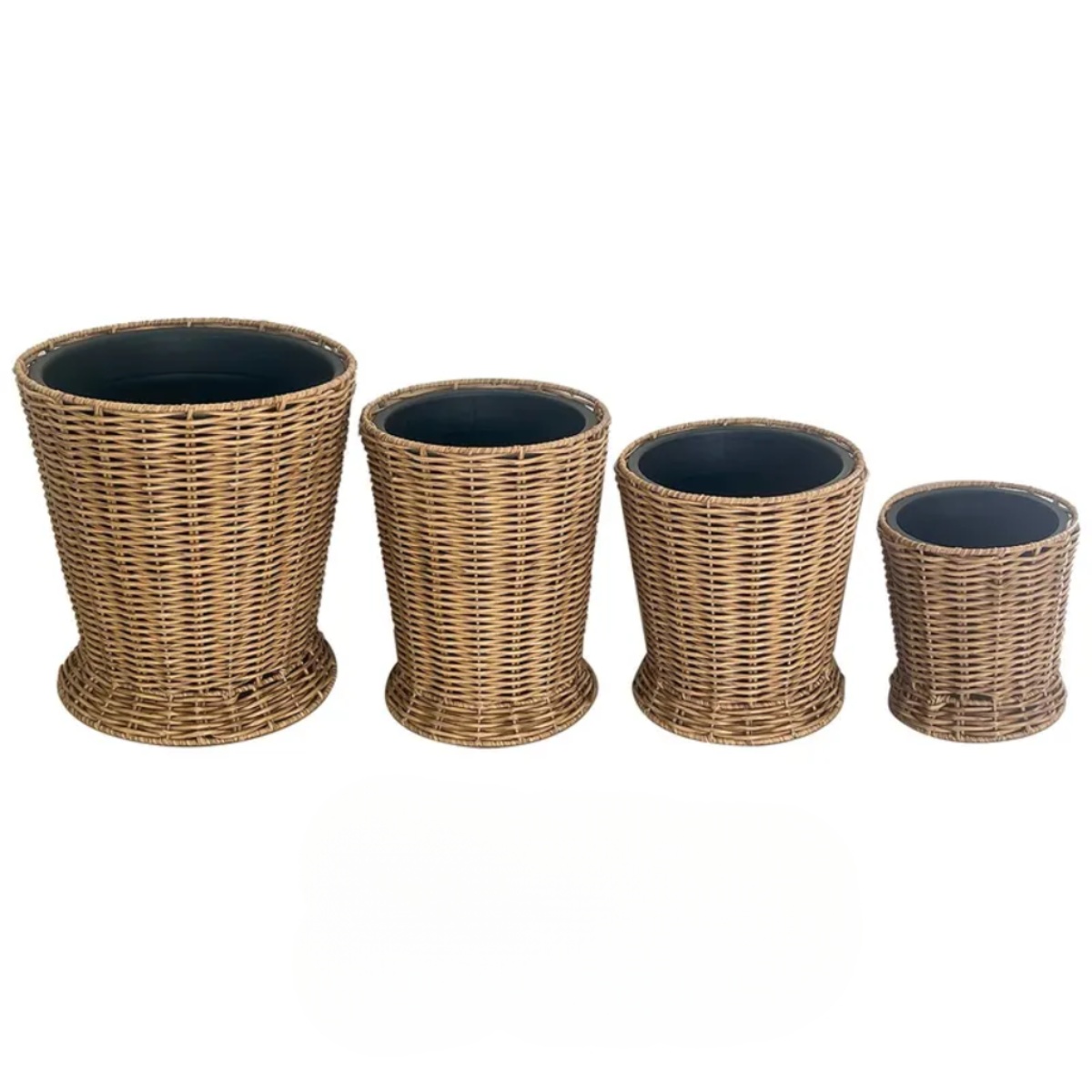 Natural-Look Poly-Weave Flower Buckets, Set of 4
