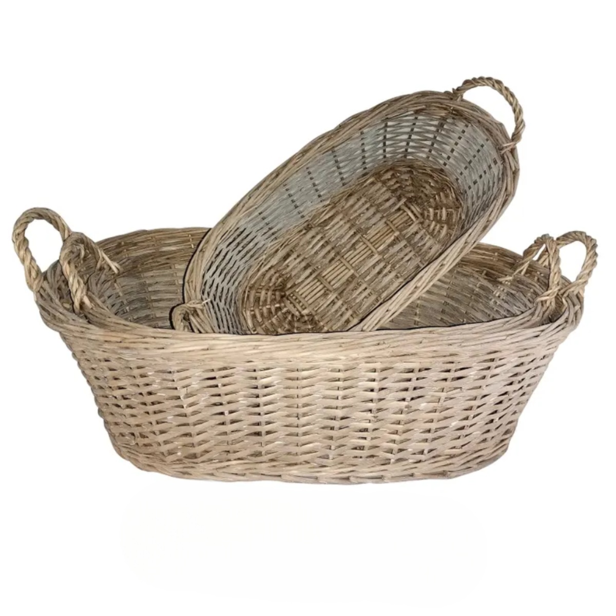 Oval Willow Market Baskets, Set of 3